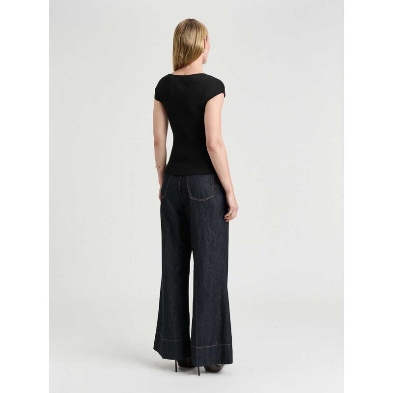 Veronika Maine Ribbed Cap Sleeve Boat Neck Knit image number 1